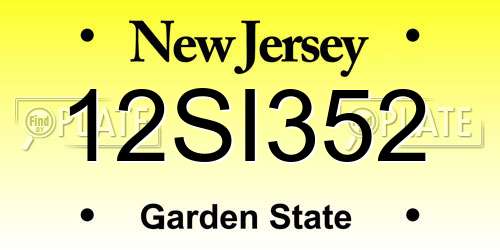 12SI352 New Jersey License Plate