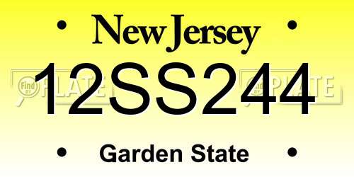 12SS244 New Jersey License Plate
