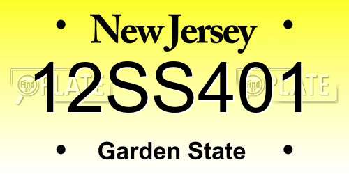 12SS401 New Jersey License Plate