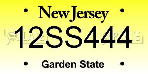 12SS444 New Jersey License Plate