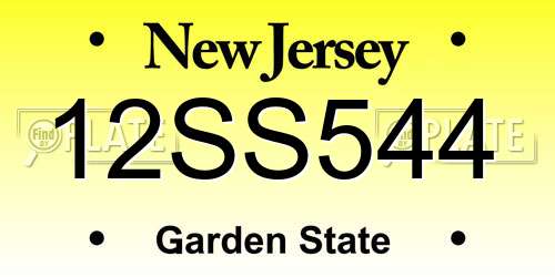 12SS544 New Jersey License Plate
