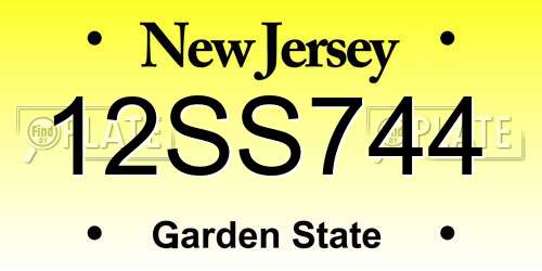 12SS744 New Jersey License Plate
