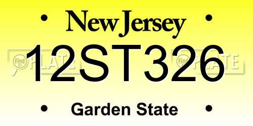 12ST326 New Jersey License Plate
