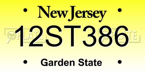 12ST386 New Jersey License Plate
