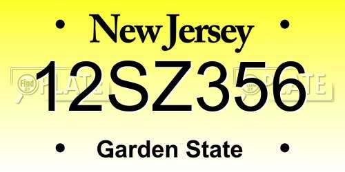 12SZ356 New Jersey License Plate