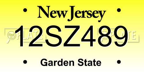 12SZ489 New Jersey License Plate