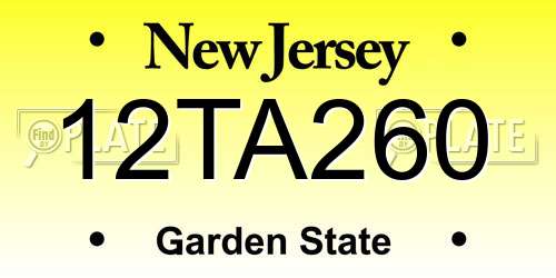 12TA260 New Jersey License Plate