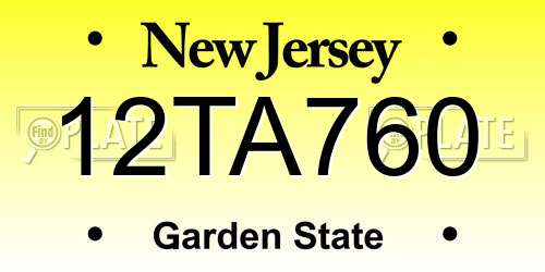 12TA760 New Jersey License Plate
