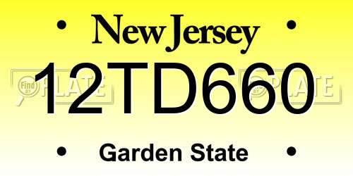 12TD660 New Jersey License Plate