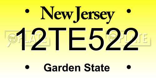12TE522 New Jersey License Plate