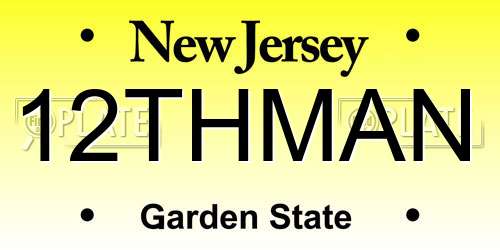 12THMAN New Jersey License Plate
