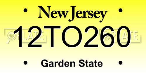 12TO260 New Jersey License Plate