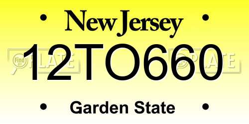 12TO660 New Jersey License Plate