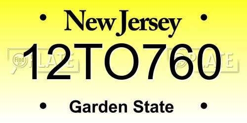 12TO760 New Jersey License Plate