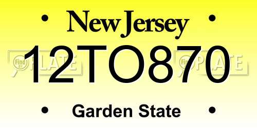 12TO870 New Jersey License Plate