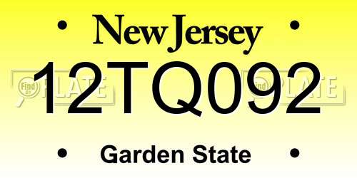 12TQ092 New Jersey License Plate