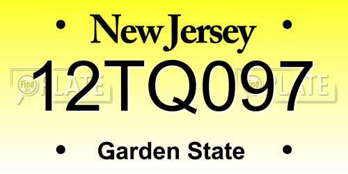12TQ097 New Jersey License Plate