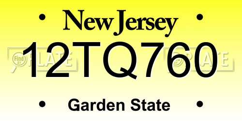 12TQ760 New Jersey License Plate