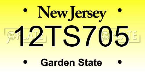 12TS705 New Jersey License Plate