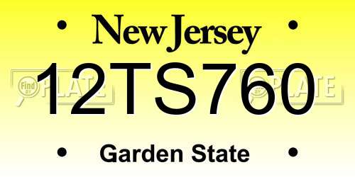12TS760 New Jersey License Plate