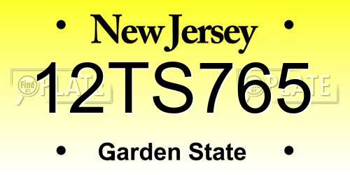 12TS765 New Jersey License Plate