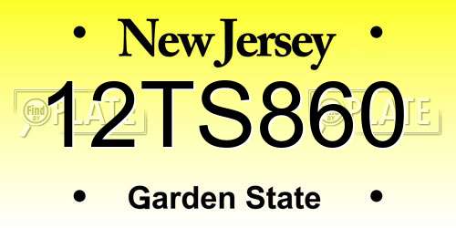 12TS860 New Jersey License Plate