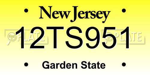 12TS951 New Jersey License Plate