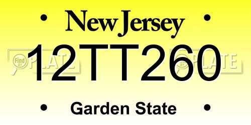 12TT260 New Jersey License Plate