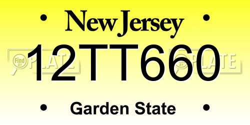 12TT660 New Jersey License Plate