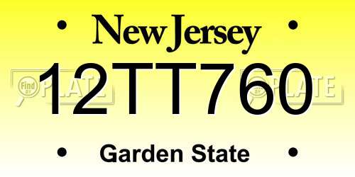 12TT760 New Jersey License Plate