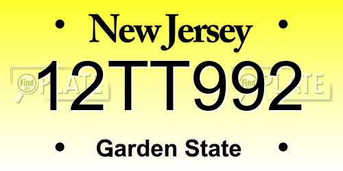 12TT992 New Jersey License Plate
