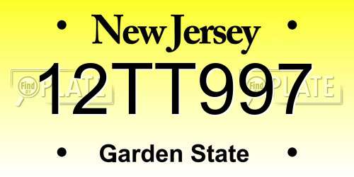 12TT997 New Jersey License Plate