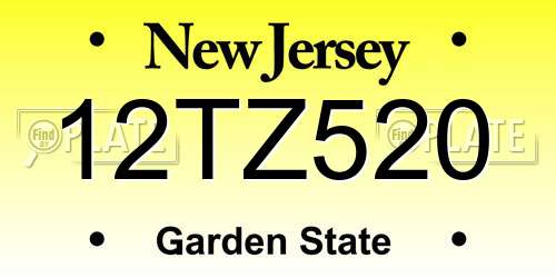 12TZ520 New Jersey License Plate