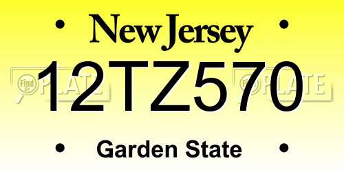 12TZ570 New Jersey License Plate