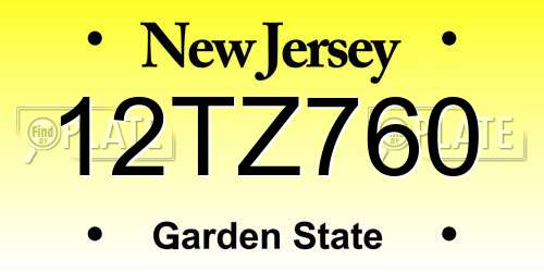 12TZ760 New Jersey License Plate