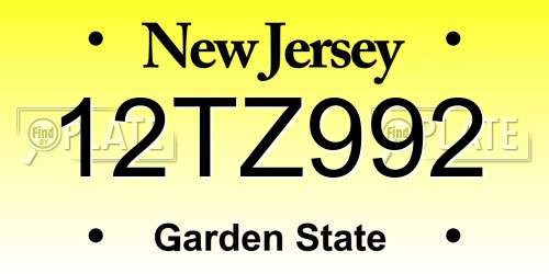12TZ992 New Jersey License Plate