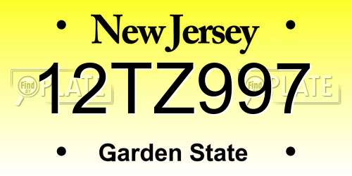 12TZ997 New Jersey License Plate