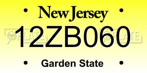 12ZB060 New Jersey License Plate