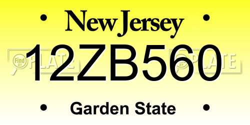 12ZB560 New Jersey License Plate