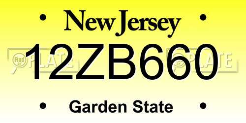 12ZB660 New Jersey License Plate