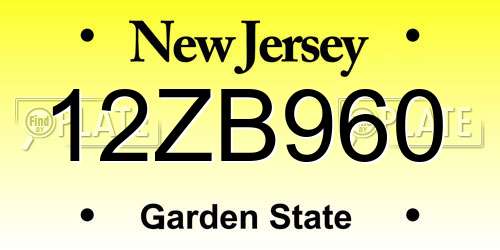 12ZB960 New Jersey License Plate