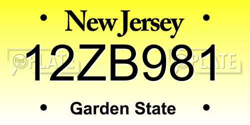 12ZB981 New Jersey License Plate