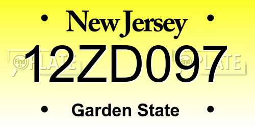 12ZD097 New Jersey License Plate