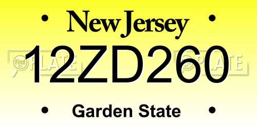 12ZD260 New Jersey License Plate