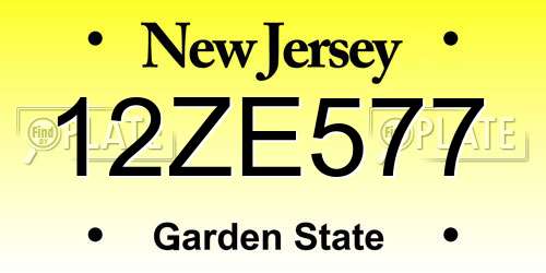 12ZE577 New Jersey License Plate