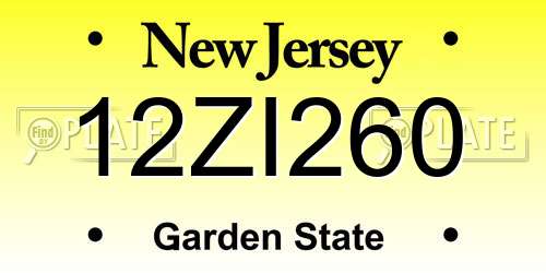 12ZI260 New Jersey License Plate