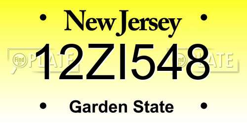 12ZI548 New Jersey License Plate