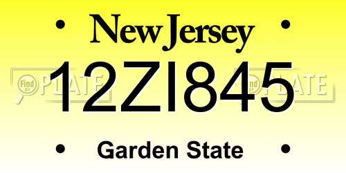 12ZI845 New Jersey License Plate