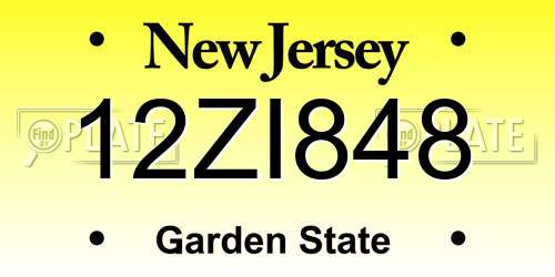 12ZI848 New Jersey License Plate