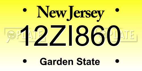 12ZI860 New Jersey License Plate